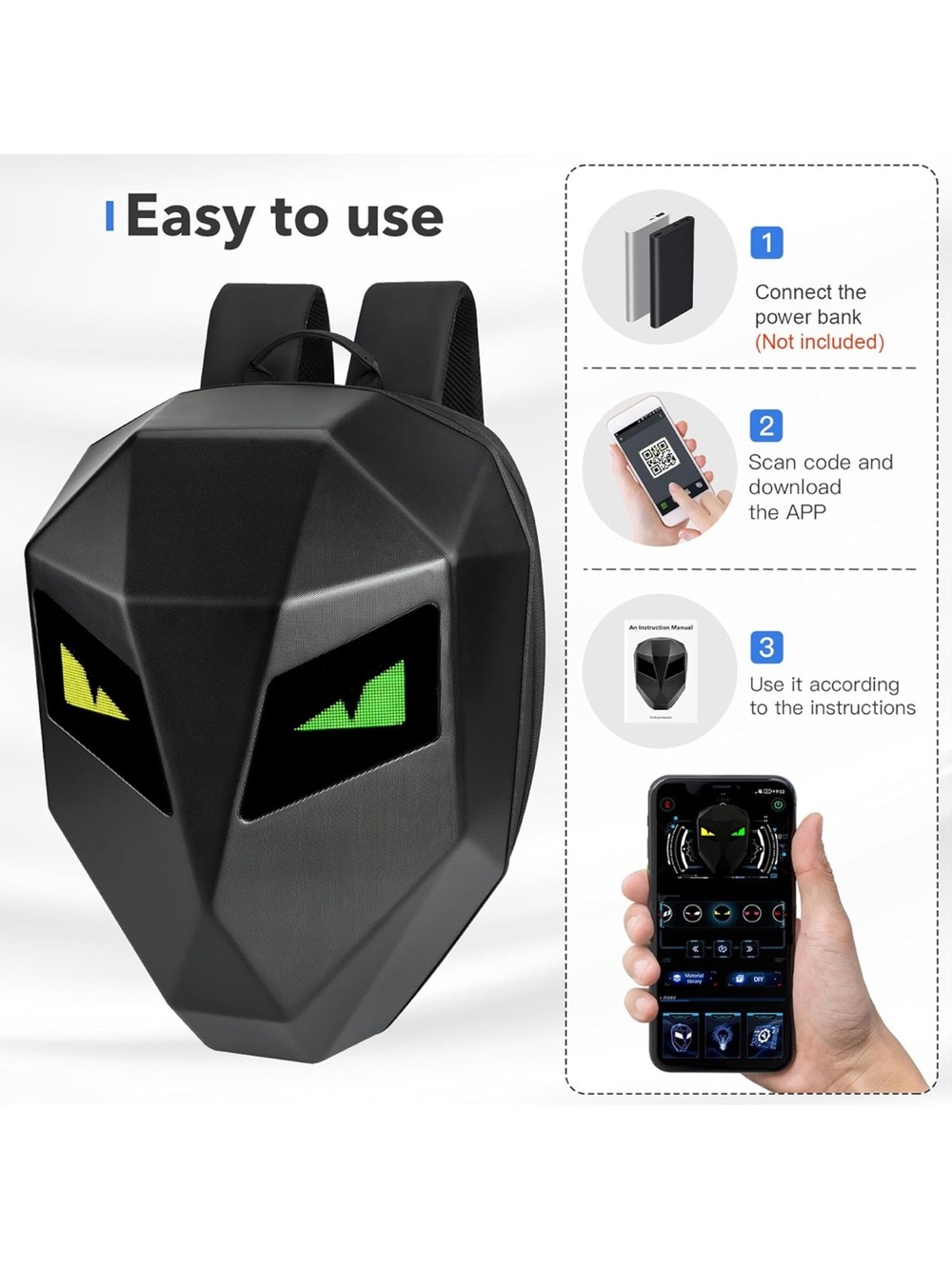 LED Backpack With DIY Programmable Full Color Screen - Picture 5 of 10